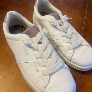 HeyDudes White Sneakers with Lavender Accents